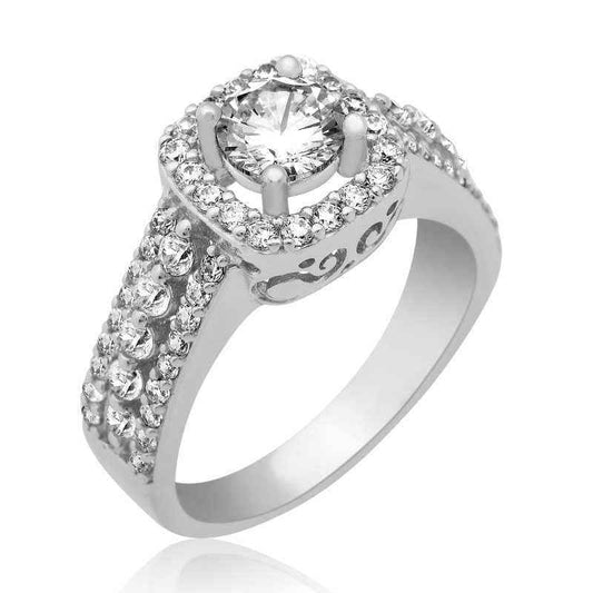 Square Solitaire Women's Silver Ring