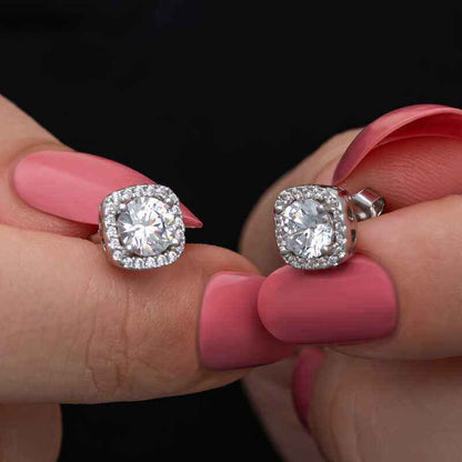 Square Single Stone Women's Silver Set