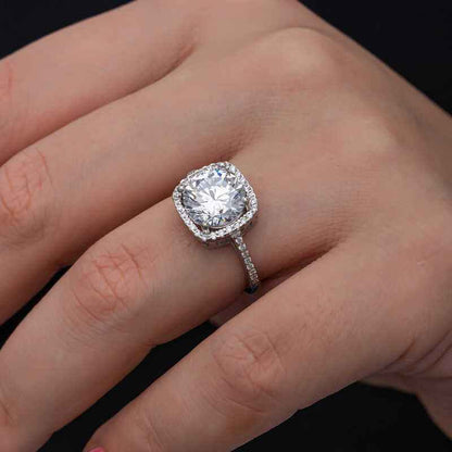 Square Setting Single Stone Women's Silver Ring