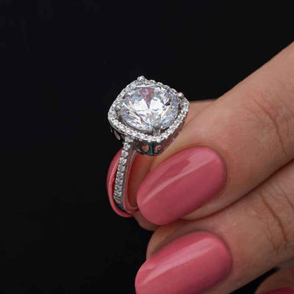 Square Setting Single Stone Women's Silver Ring