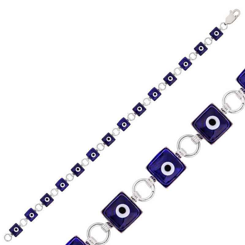 Square Evil Eye Women's Silver Bracelet