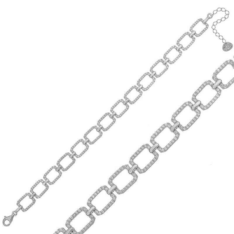 Square Stone Women's Silver Bracelet