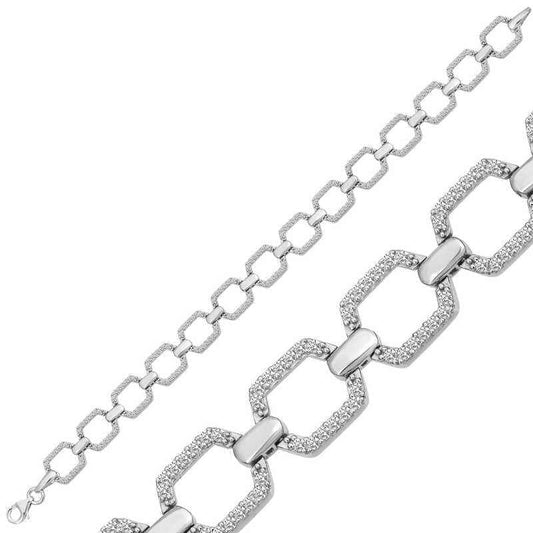 Square Stone Women's Silver Bracelet