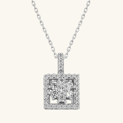 Square Zircon Stone Women's Silver Necklace