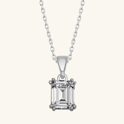 Baguette Zirkon Stein Damen Silber Halskette