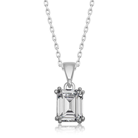 Baguette Zircon Stone Women's Silver Necklace