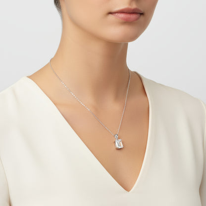 Baguette Zirkon Stein Damen Silber Halskette