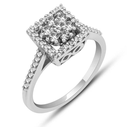 Bague en argent pour femme avec pierre de zircon carrée