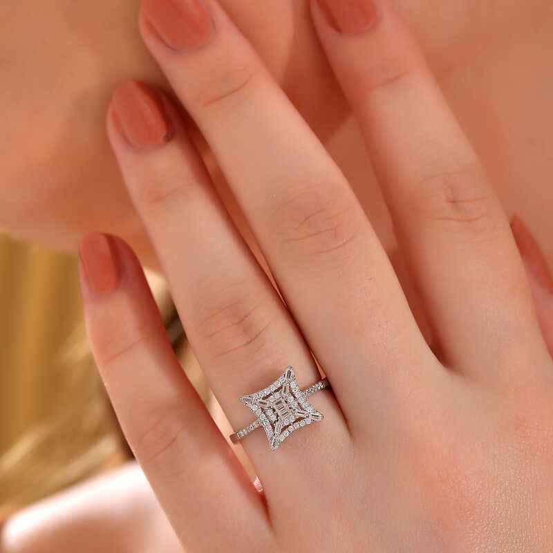Square Zircon Stone Women's Silver Ring