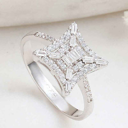 Square Zircon Stone Women's Silver Ring