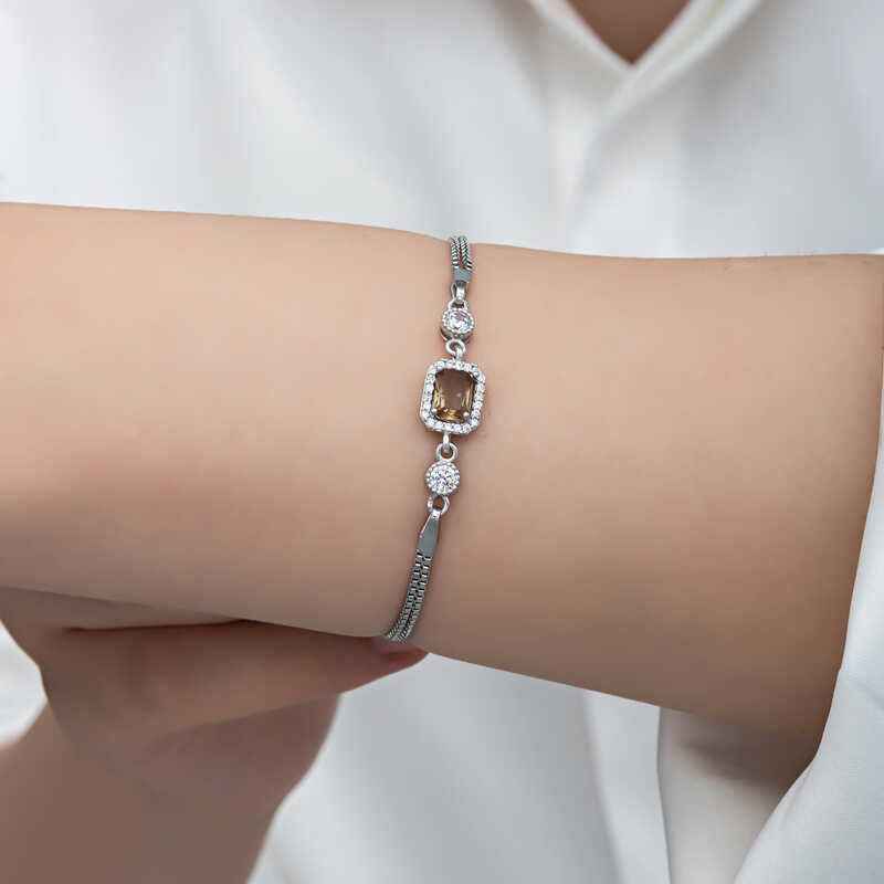 Square Zultanite Stone Women's Silver Bracelet