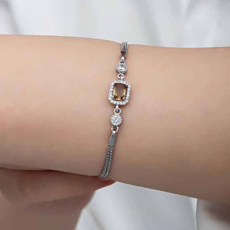 Square Zultanite Stone Women's Silver Bracelet