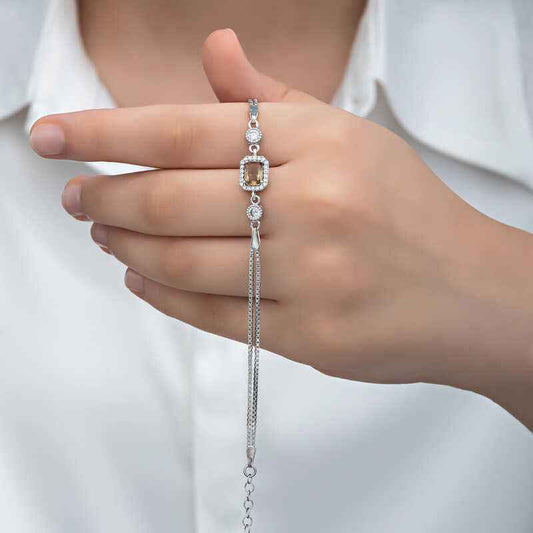 Square Zultanite Stone Women's Silver Bracelet