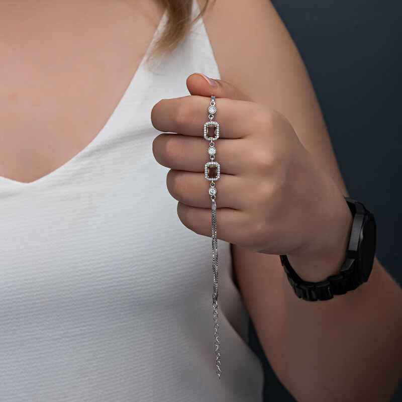 Square Zultanite Stone Women's Silver Bracelet