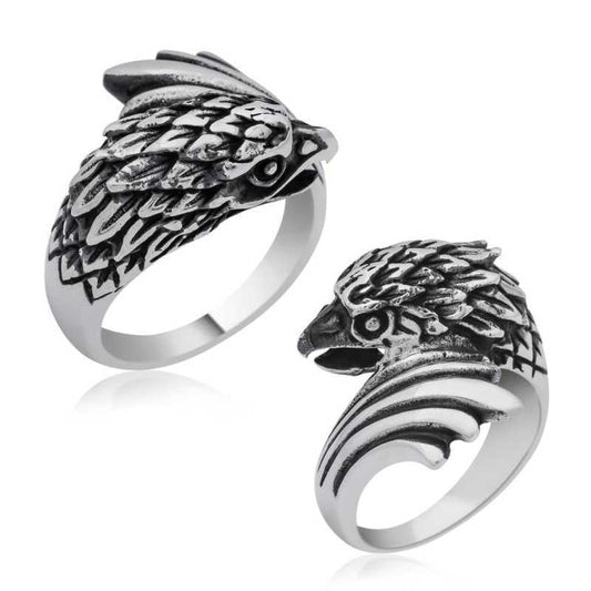Eagle Head Men's Silver Ring