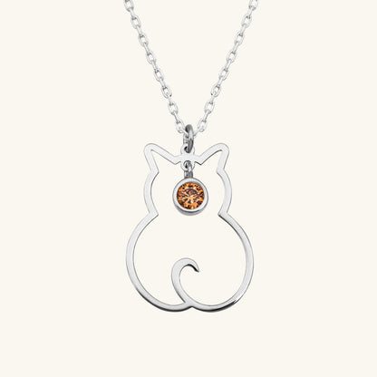 November Birthstone Katze Damen Silber Halskette