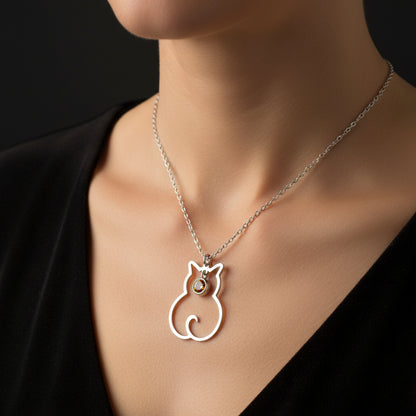 November Birthstone Katze Damen Silber Halskette