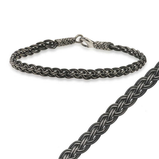 Bracelet tricoté en fil d'argent Kazaz