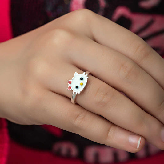 Katze Kinder Mädchen Silber Ring