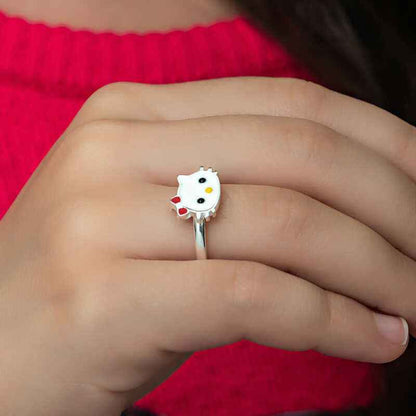 Cat Children's Silver Ring