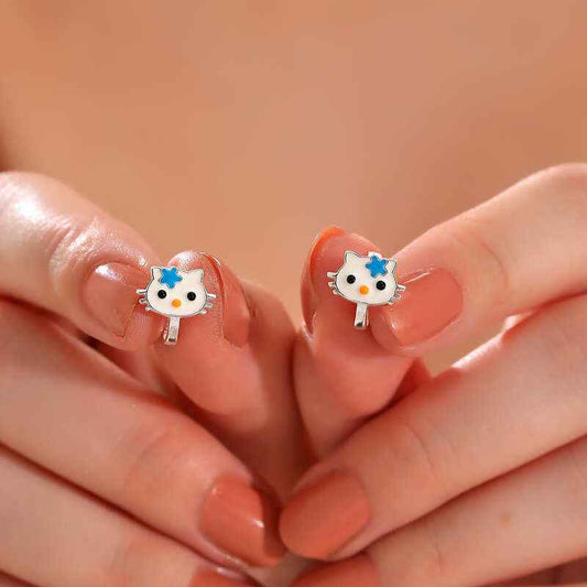 Cat Children's Silver Earrings