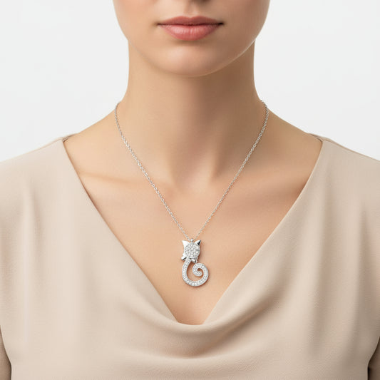 Cat Women's Silver Necklace