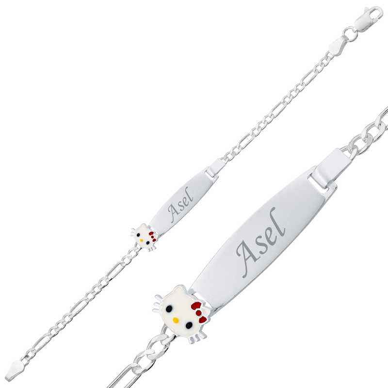 Cat Plate Children's Silver Bracelet