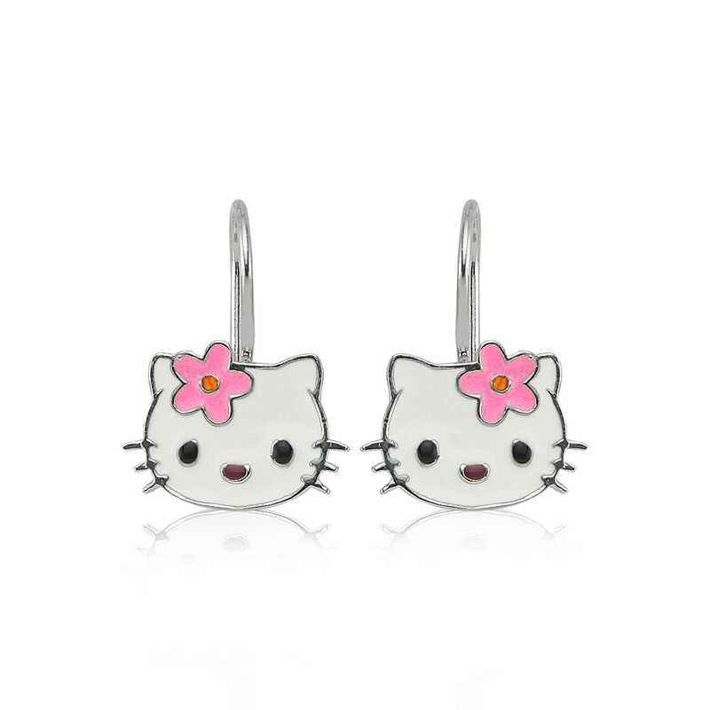 Cat Dangle Children's Silver Earrings