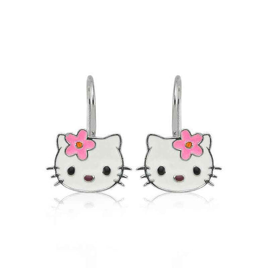 Cat Dangle Children's Silver Earrings