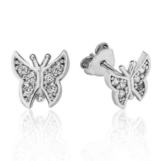 Butterfly Stud Silver Earrings