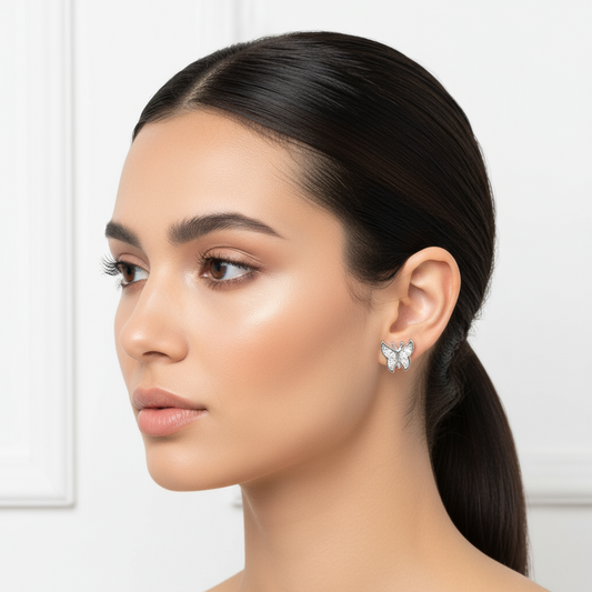 Butterfly Stud Silver Earrings