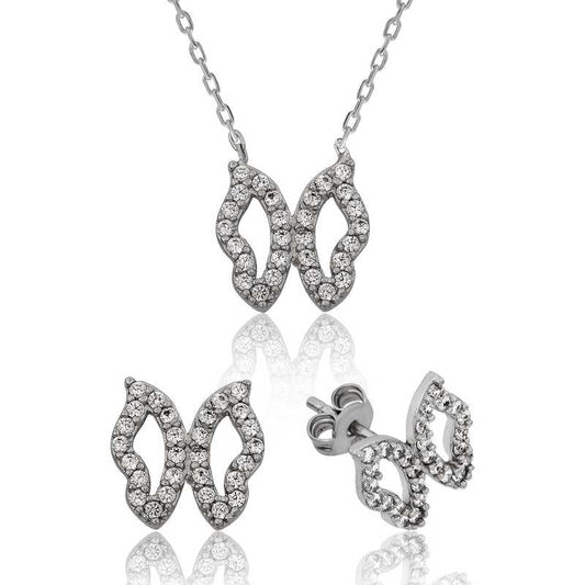 Ensemble papillon en argent pour femme