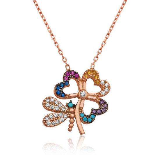 Butterfly Clover Silver Necklace