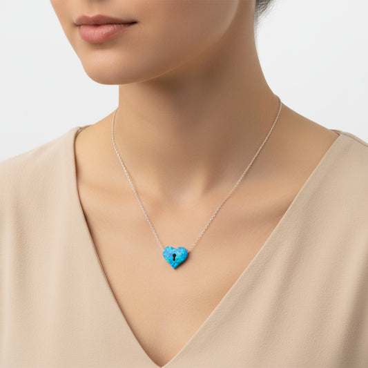 Collier en argent pour femme avec cœur verrouillé