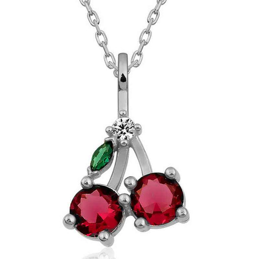 Cherry Figure Fruit Women's Silver Pendant
