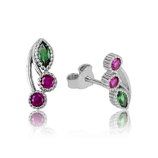 Cherry Stud Silver Earrings