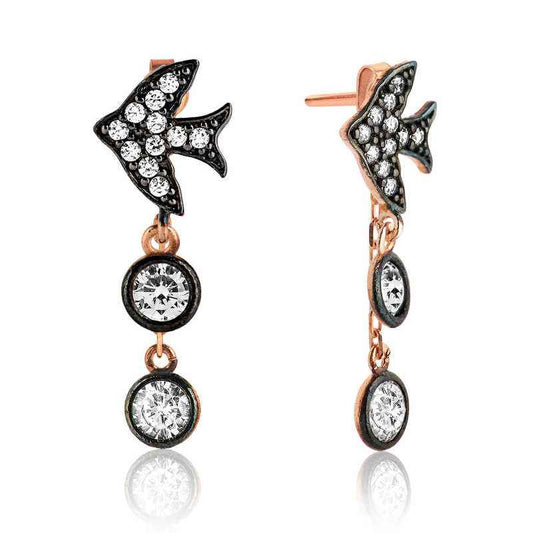 Swallow Chain Silver Earrings