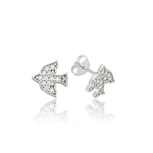 Silver Swallow Stud Earrings