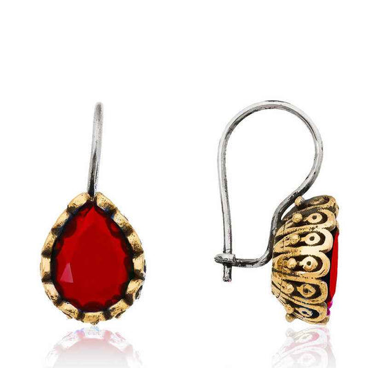Red Drop Authentic Women's Silver Earring