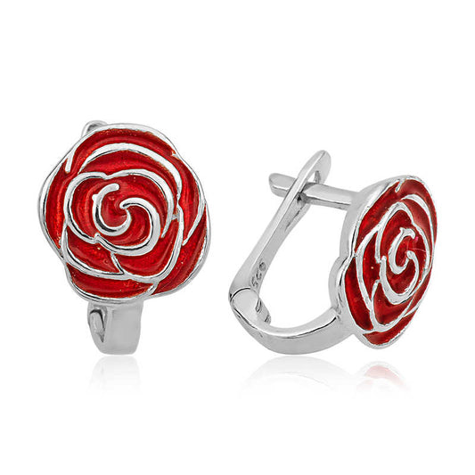 Red Rose Children's Silver Earring