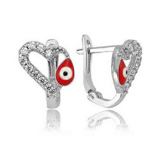 Red Heart Children's Silver Earrings