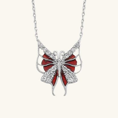 Red Butterfly Women's Silver Pendant