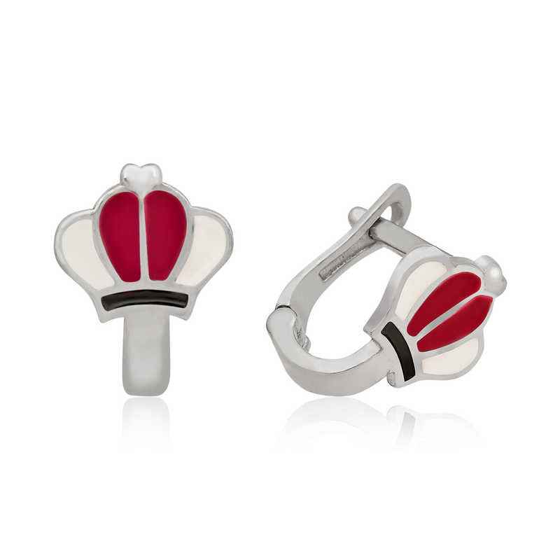 Red Crown Children's Silver Earrings