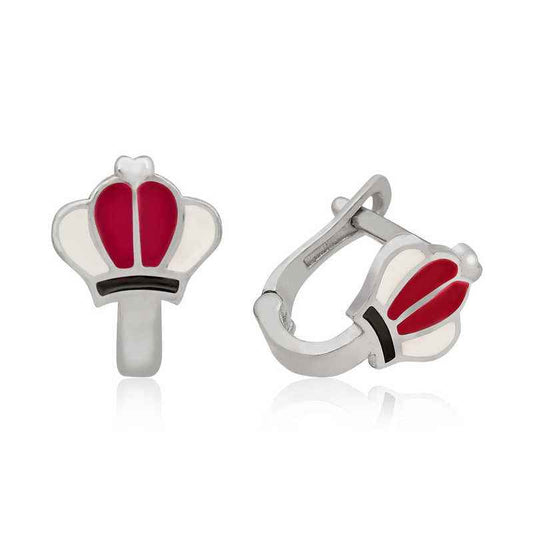 Red Crown Children's Silver Earrings