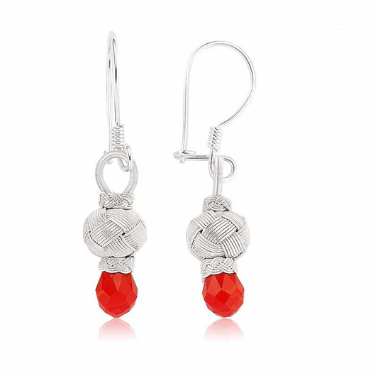 Red Stone Kazaz Women's Silver Earrings