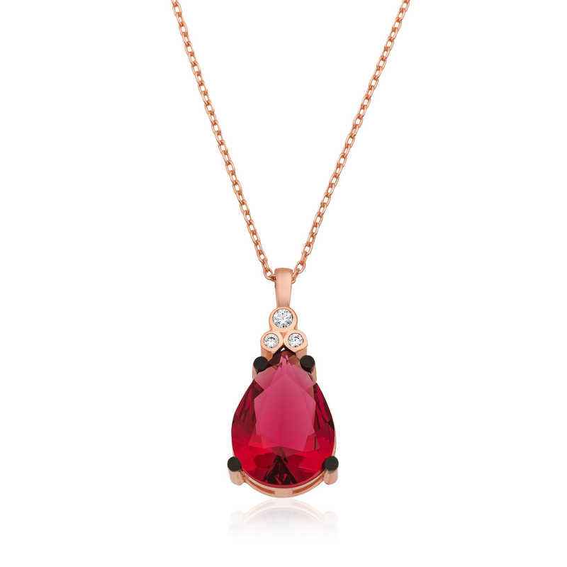Red Topaz Drop Silver Pendant
