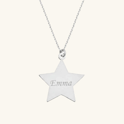 Personalized Name Star Silver Necklace