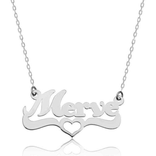 Personalized Heart Name Silver Necklace