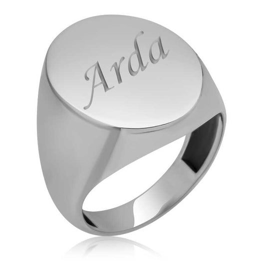 Bague ovale personnalisée en argent pour homme