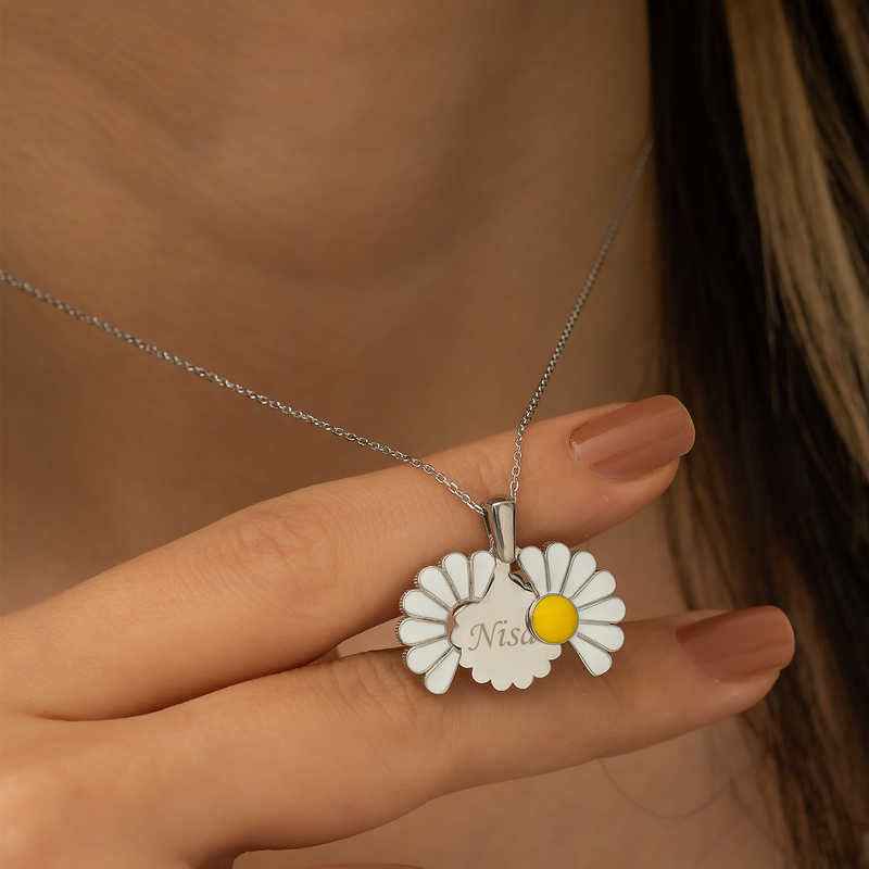 Custom Daisy Silver Pendant